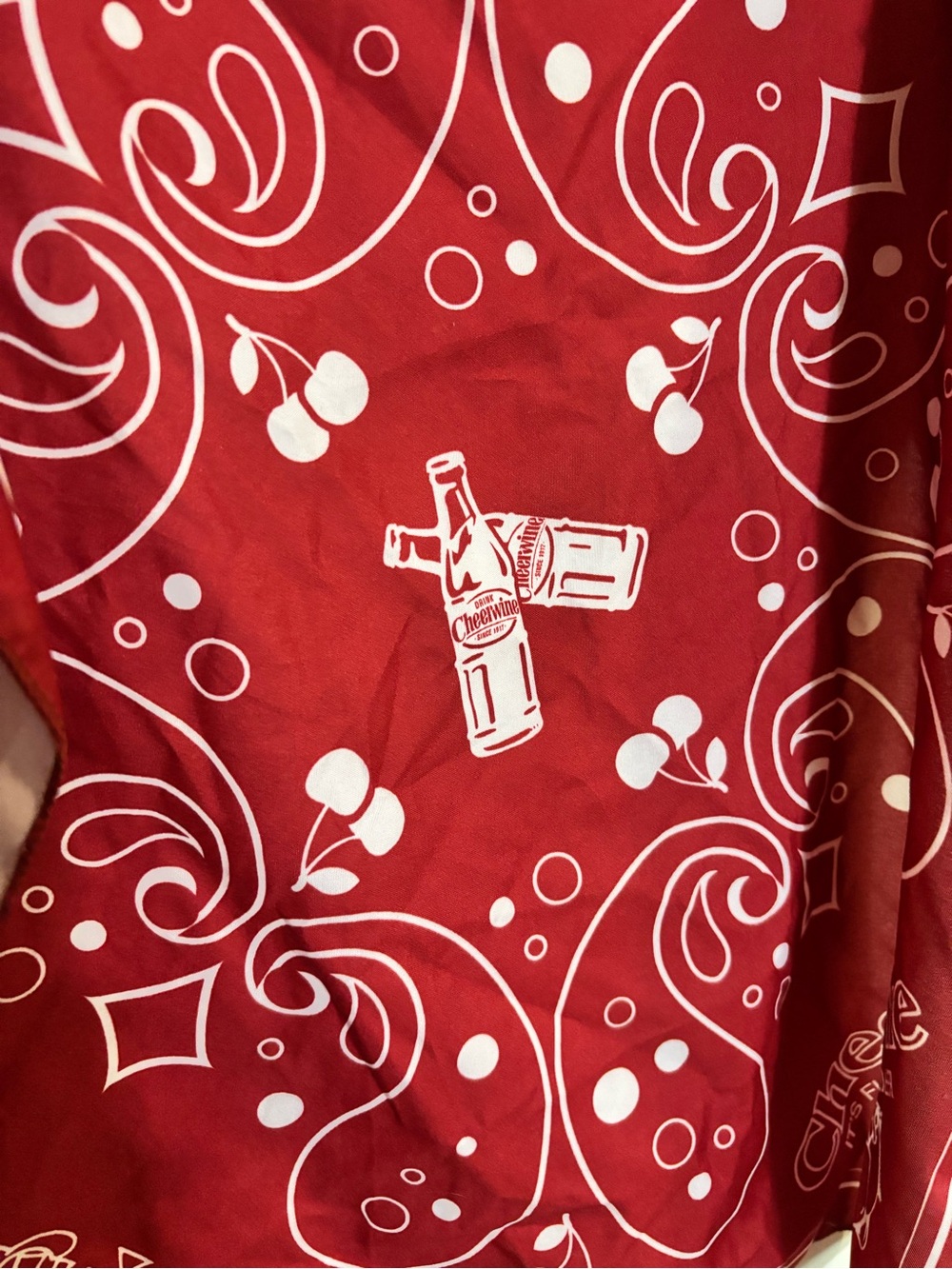 Cheerwine Red Bandana with Soda Bottle Logo “it’s full of good cheer”